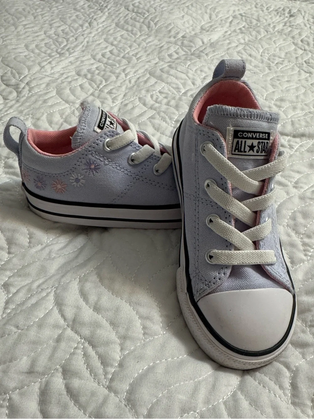 Converse Kids Light Purple Canvas Slip-On Sneakers with Pink Lining